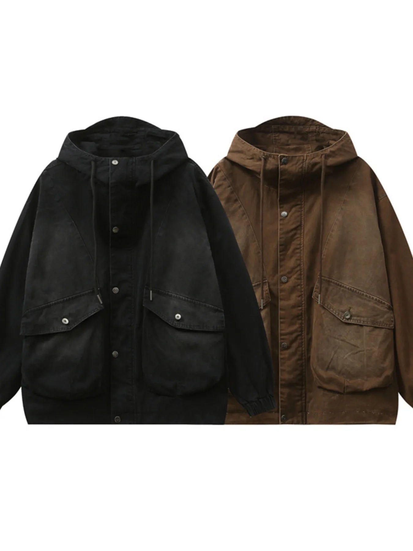 Men's Plus Size Drawstring Long Sleeve Jacket