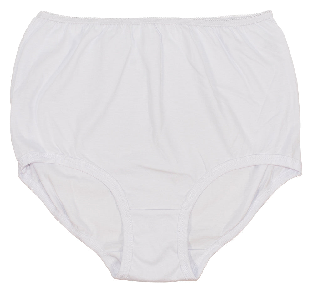 100% Cotton Cuff Leg Panty, Three Pack in White (118)