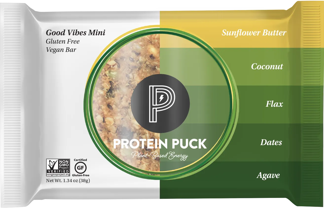 Good Vibes Protein Puck Bar | Sunflower Butter | Gluten-Free | 12 Count
