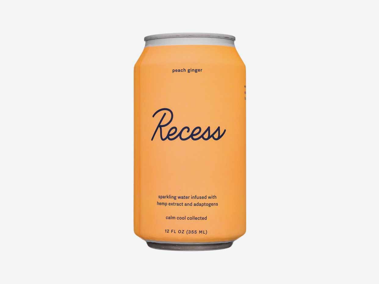 Recess Sparkling Water, Peach Ginger Magnesium — 12 x 12 Fl Oz Cans (Pack of 12)