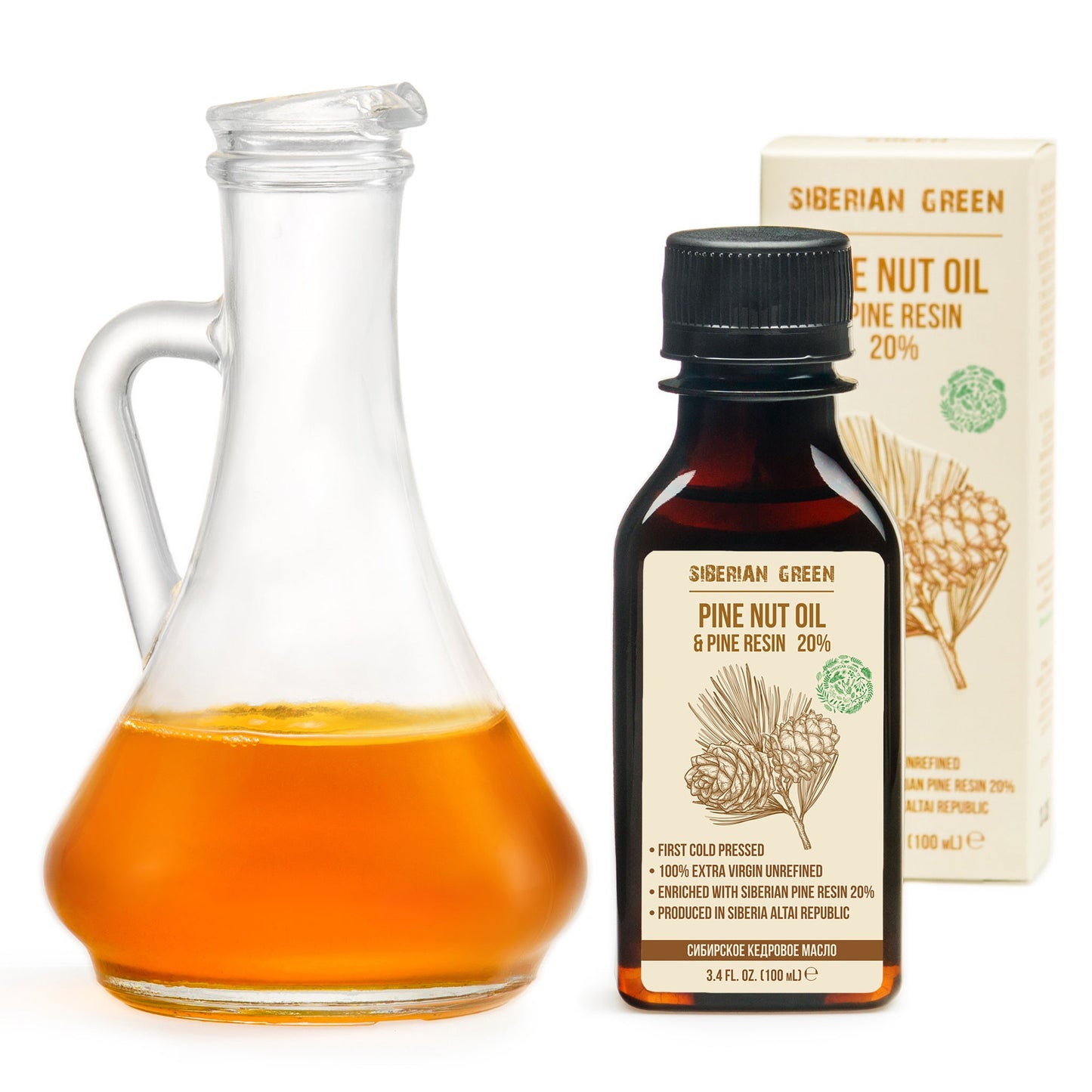 Siberian Pine Nut Oil with Cedar Resin – 100 ml for Immune Support & Digestive Health