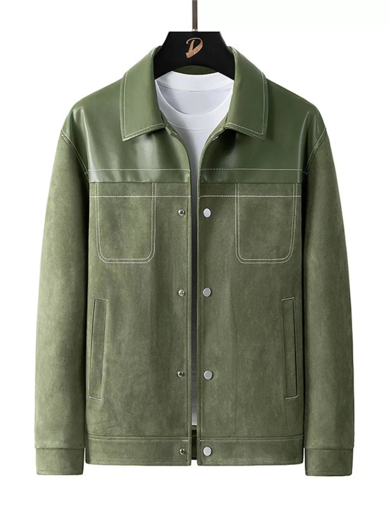 Men's Plus Size Snap Down Long Sleeve Shacket