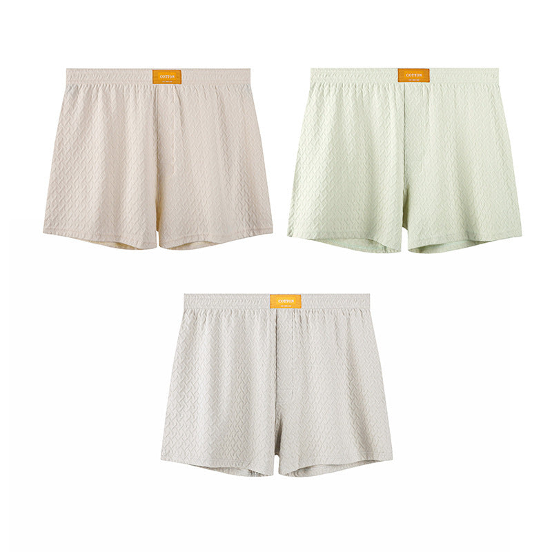 Mens Solid-color Mid-rise Textured Soft Boxer Briefs