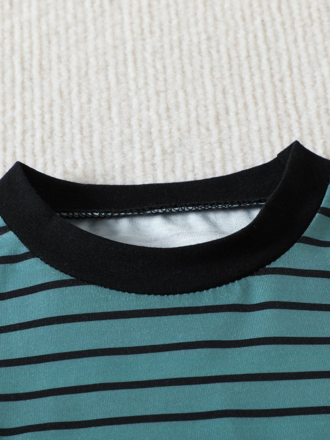Children's Striped Color Block Casual Top and Shorts Set