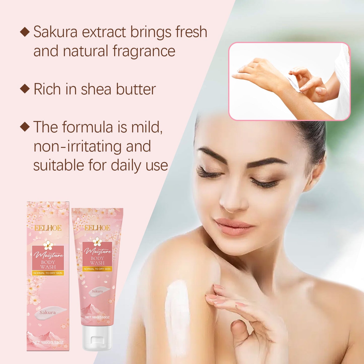 EELHOE Cherry Blossom Moisturizing Shower Gel Gently Cleanses The Body, Moisturizes And Moisturizes For A Long Time