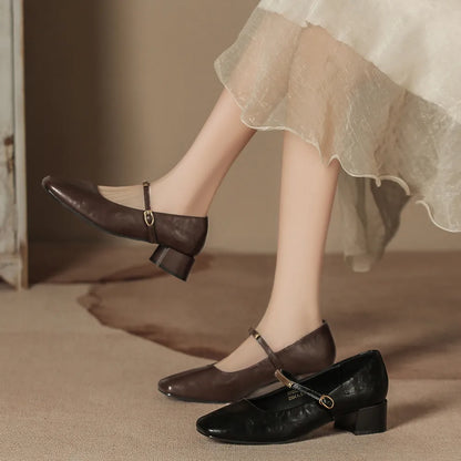 Square Toe Block Heel Pumps