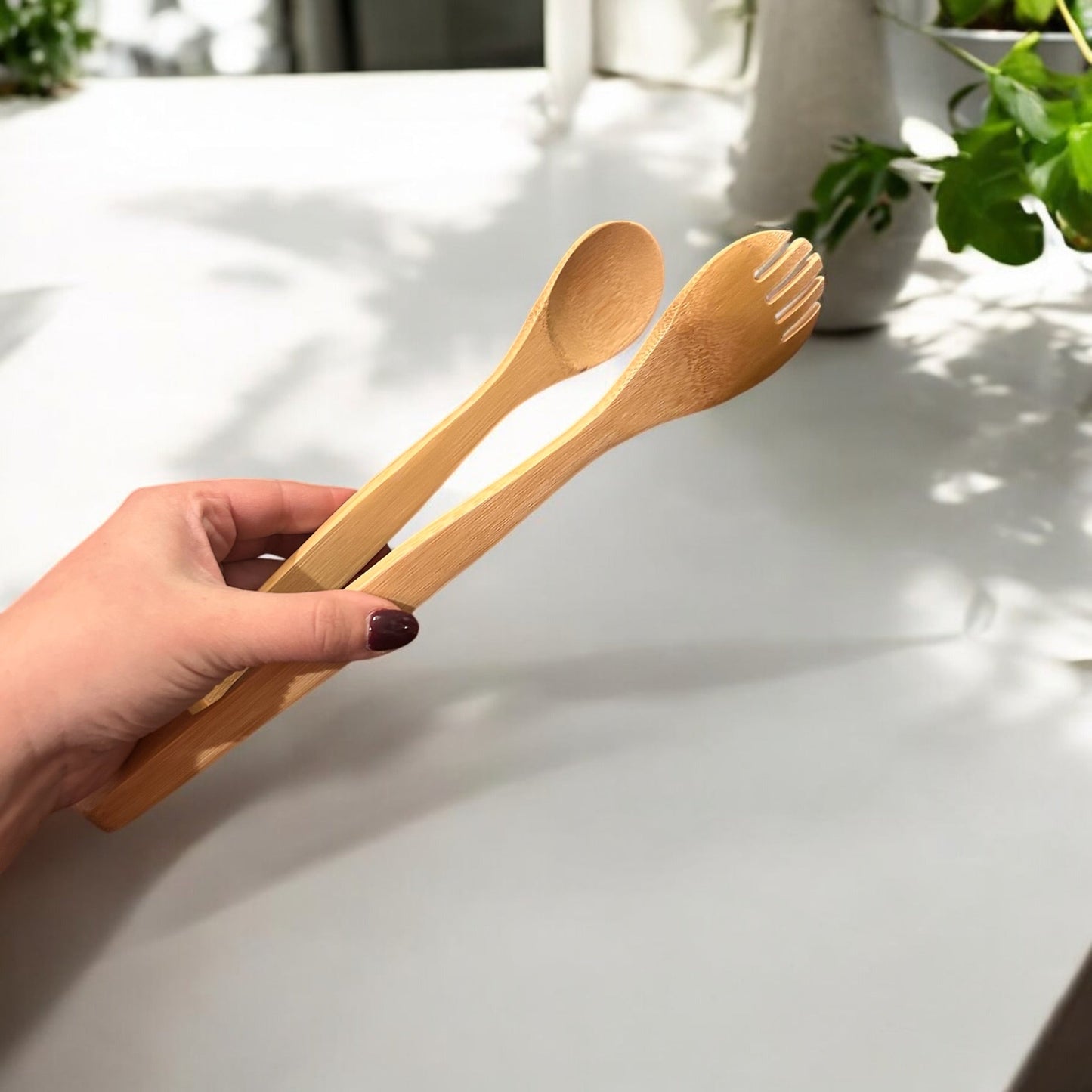 12" Bamboo Salad Tongs