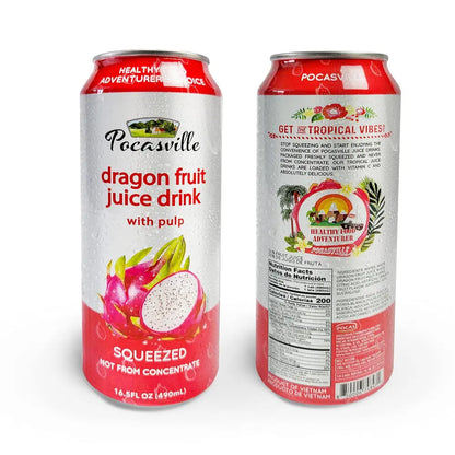 Pocasville Dragon Fruit/Pitaya Juice Drink with Pulp (30% Fruit Juice) 16.5 oz