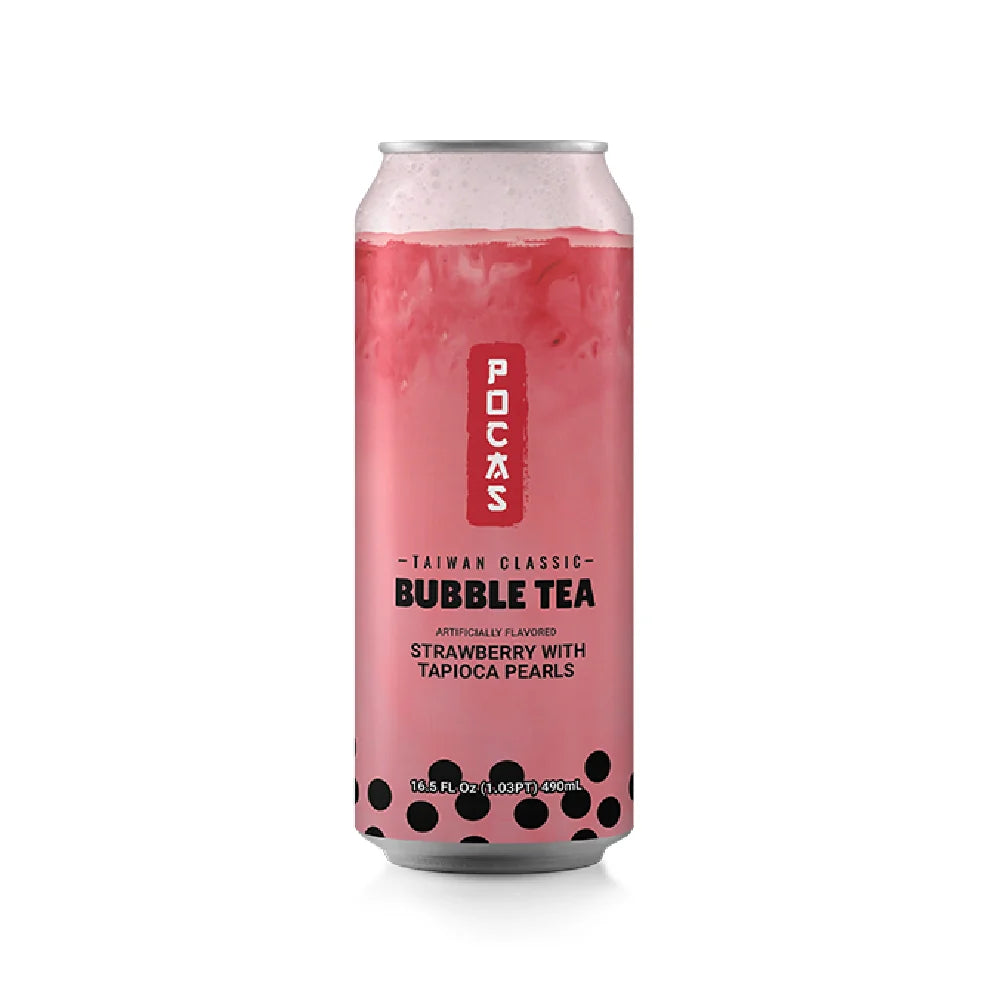 Pocas Bubble Tea Strawberry with Tapioca Pearls 16.5 oz