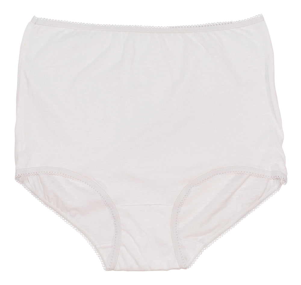 Full Coverage, Elastic Leg, Cotton Brief, White 4 Pack (Style 122)