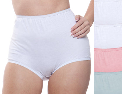 Full Coverage, Elastic Leg, Cotton Brief, Assorted Color 4 Pack (Style 122)