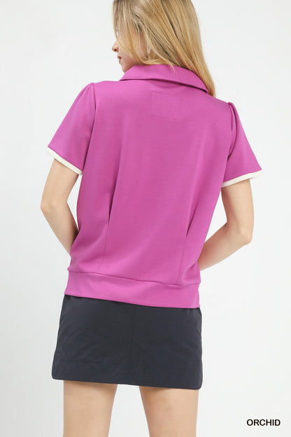 Umgee Luxe Knit V-Neck Short Sleeve Top