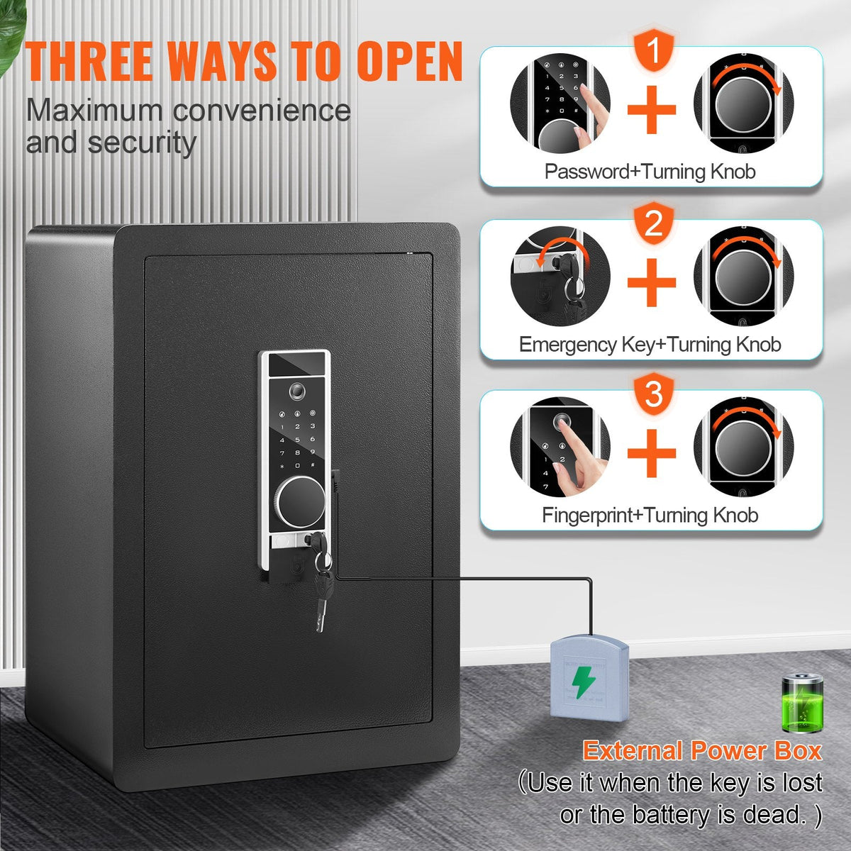 VEVOR Safe 2.2 Cubic Feet Home Safe Steel For Cash Gold 15.75x13x23.6 Inch