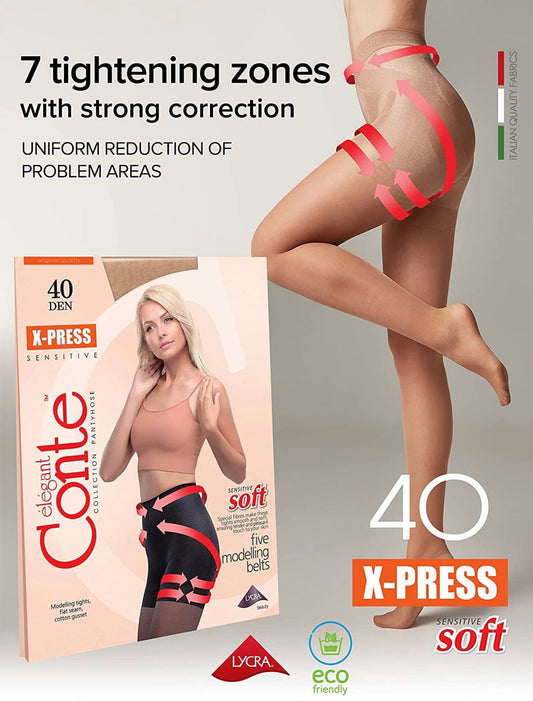 Conte X-Press Soft 40 Den - 5 Modelling Belts Control Top Women's Tights (8С-69СП)