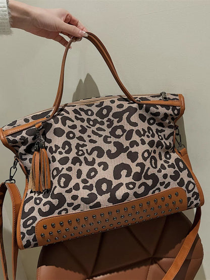 Leopard Studded Tote Bag