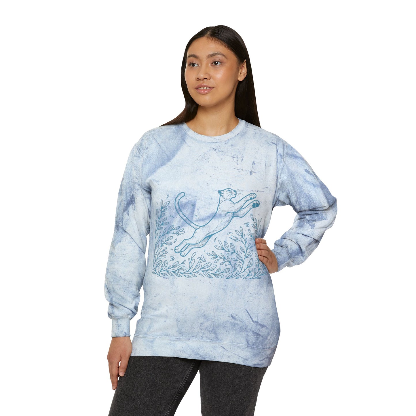 SW-065ML-24 Color Blast Crewneck Puma Cat lover Sweatshirt