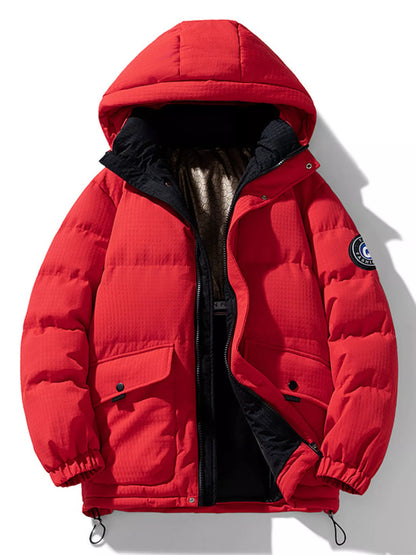 Men's Plus Size Contrast Hooded Puffer Jacket