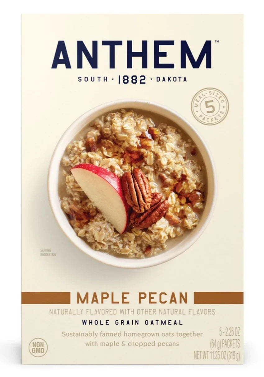 Anthem Oats Oatmeal Whole Grain Maple Pecan, 2.25 oz - Case of 6