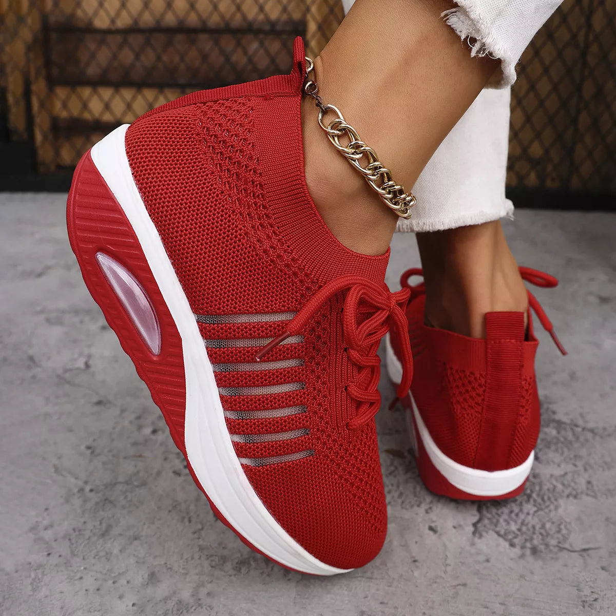 Breathable Mesh Lace Up Sneakers