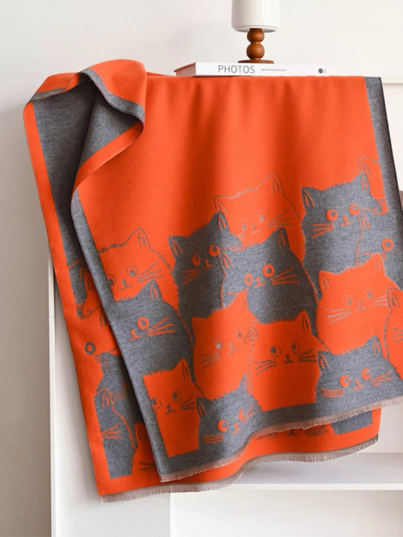 Cute Cat Pattern Knitted Scarf