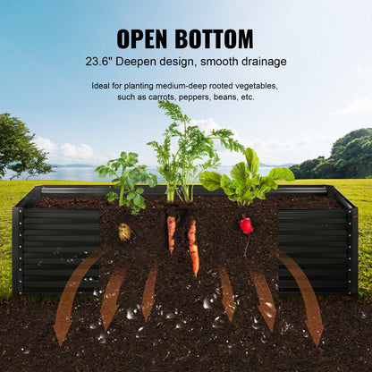 VEVOR Galvanized Raised Garden Bed Planter Box 94.5x47.2x23.6inch Flower Vegetable