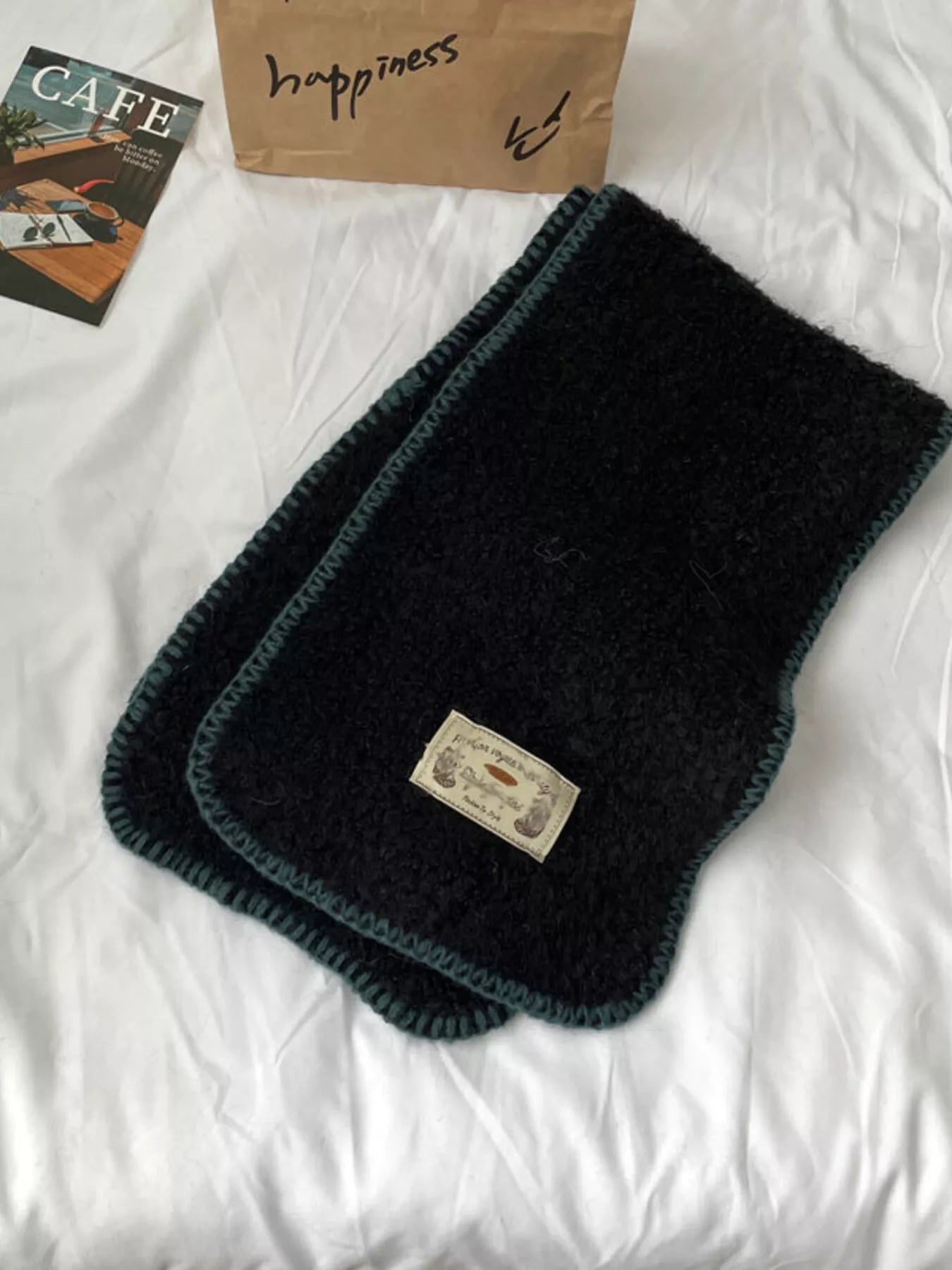 Contrast Trim Plush Winter Scarf