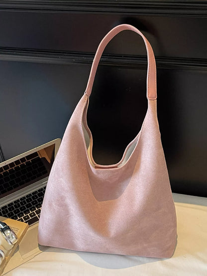 Solid Color Casual Suede Handbag