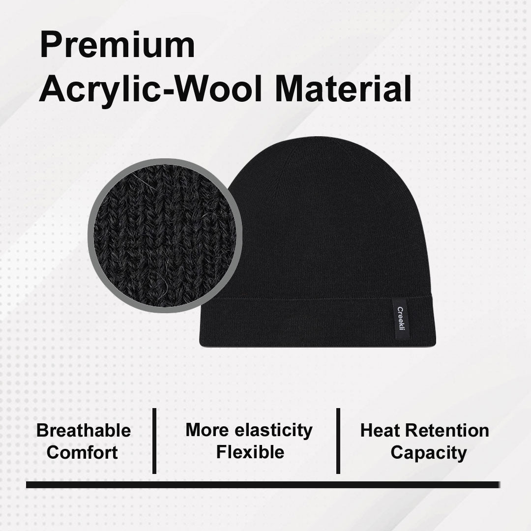 Cuffed Wool Winter Beanie – Unisex Skull Cap for Cold Weather