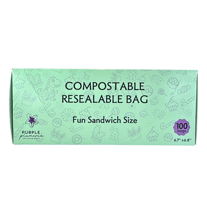 Compostable Resealable Bags. Eco-Friendly & Durable. Snack, Sandwich, Quart & Gallon Sizes