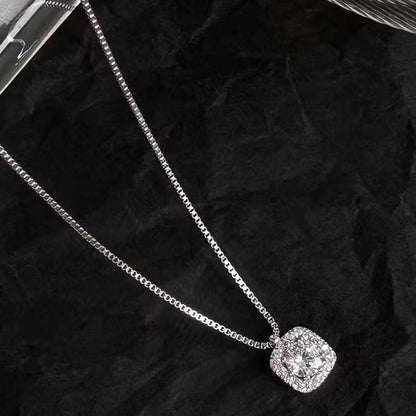 925 Sterling Silver Square Pendant Necklace