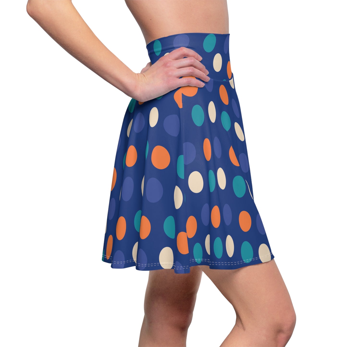 SK-042BL-24 High Waisted Skater Skirt Flared Skirt Plus Size Women's Skirt