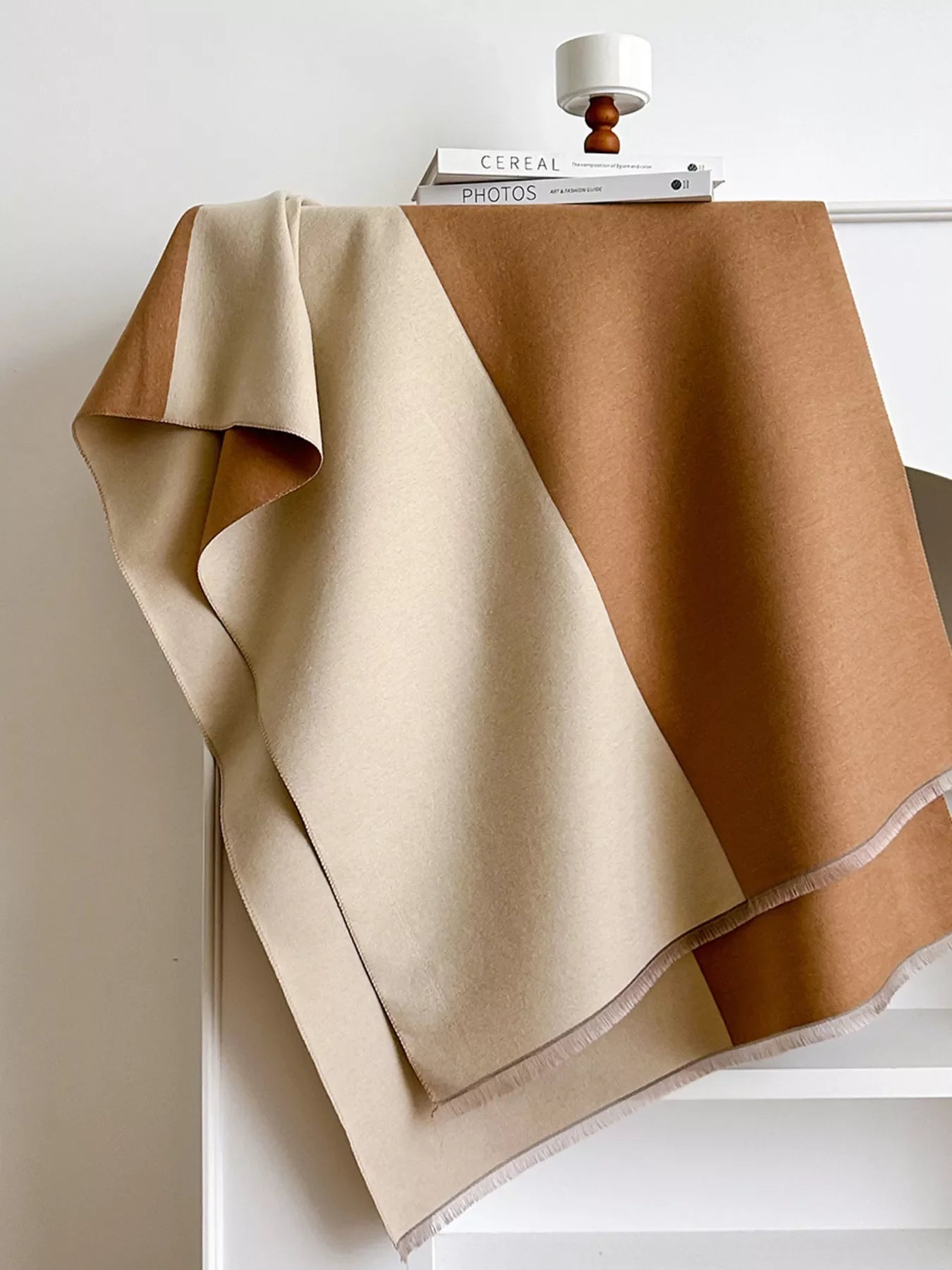 Two-Tone Raw Hem Scarf