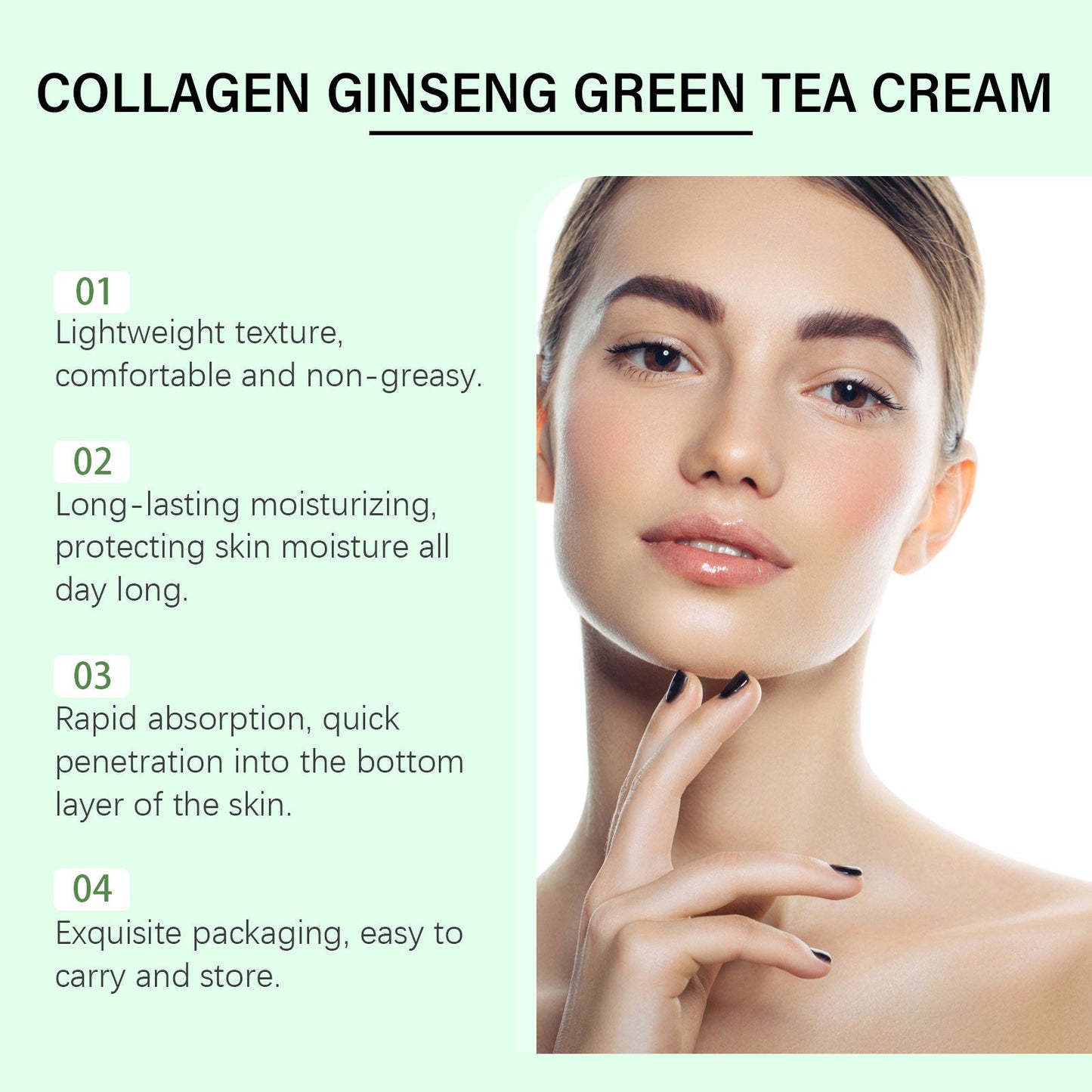 Wiyun Collagen Ginseng Green Tea Moisturizing Cream, Moisturizing Face Cream Moisturizing Brightening Skin Hydrating Firming Skin Cream
