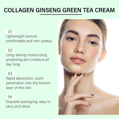 Wiyun Collagen Ginseng Green Tea Moisturizing Cream, Moisturizing Face Cream Moisturizing Brightening Skin Hydrating Firming Skin Cream