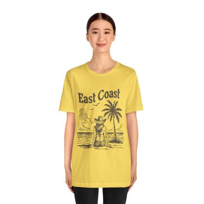 TS-038ML-24 women’s beach sketch shirt beach scene tee for women woman sitting on beach t-shirt beach lover shirt women’s coastal Art graphic tee