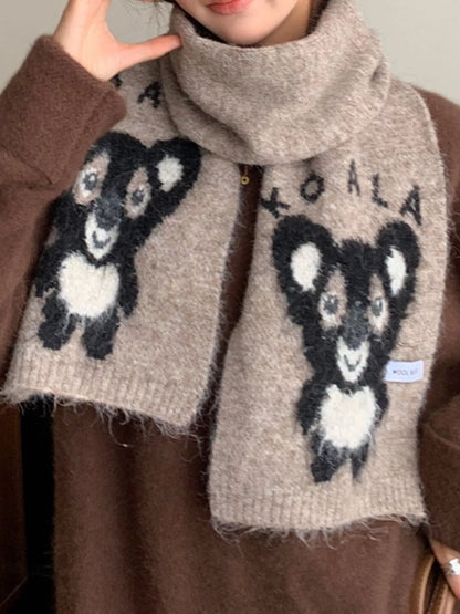 Koala Pattern Winter Scarf