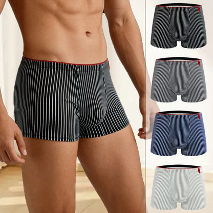 Striped Antibacterial Breathable Mid Rise Plus Size Mens Underwear