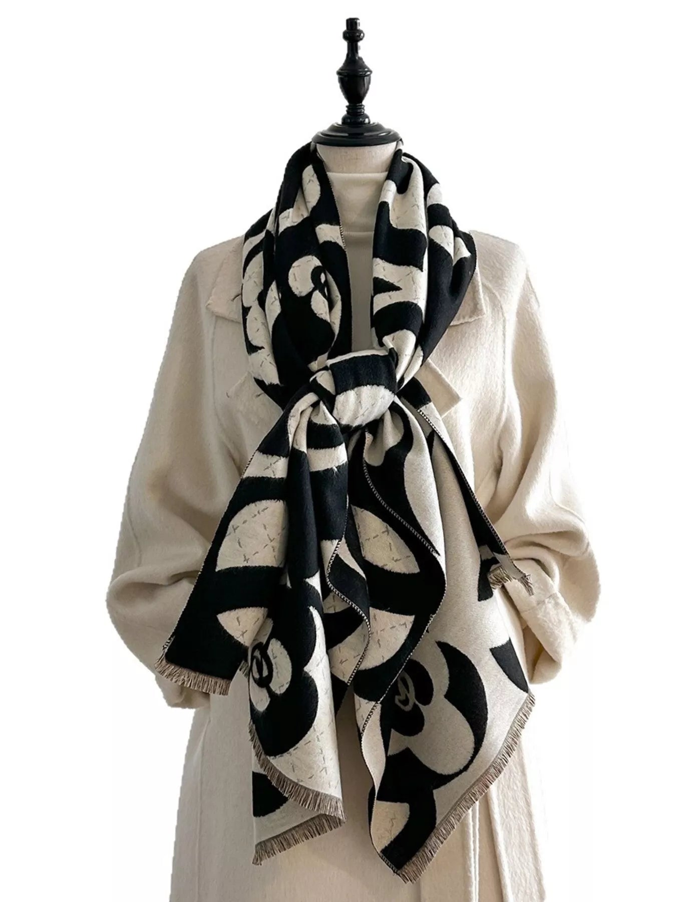 Floral Patterned Warm Scarf