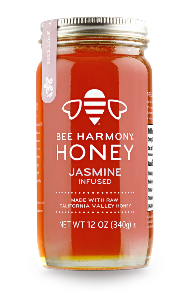 Bee Harmony - Raw Jasmine Honey, 12 fl oz (Pack of 6) - USA California Honey