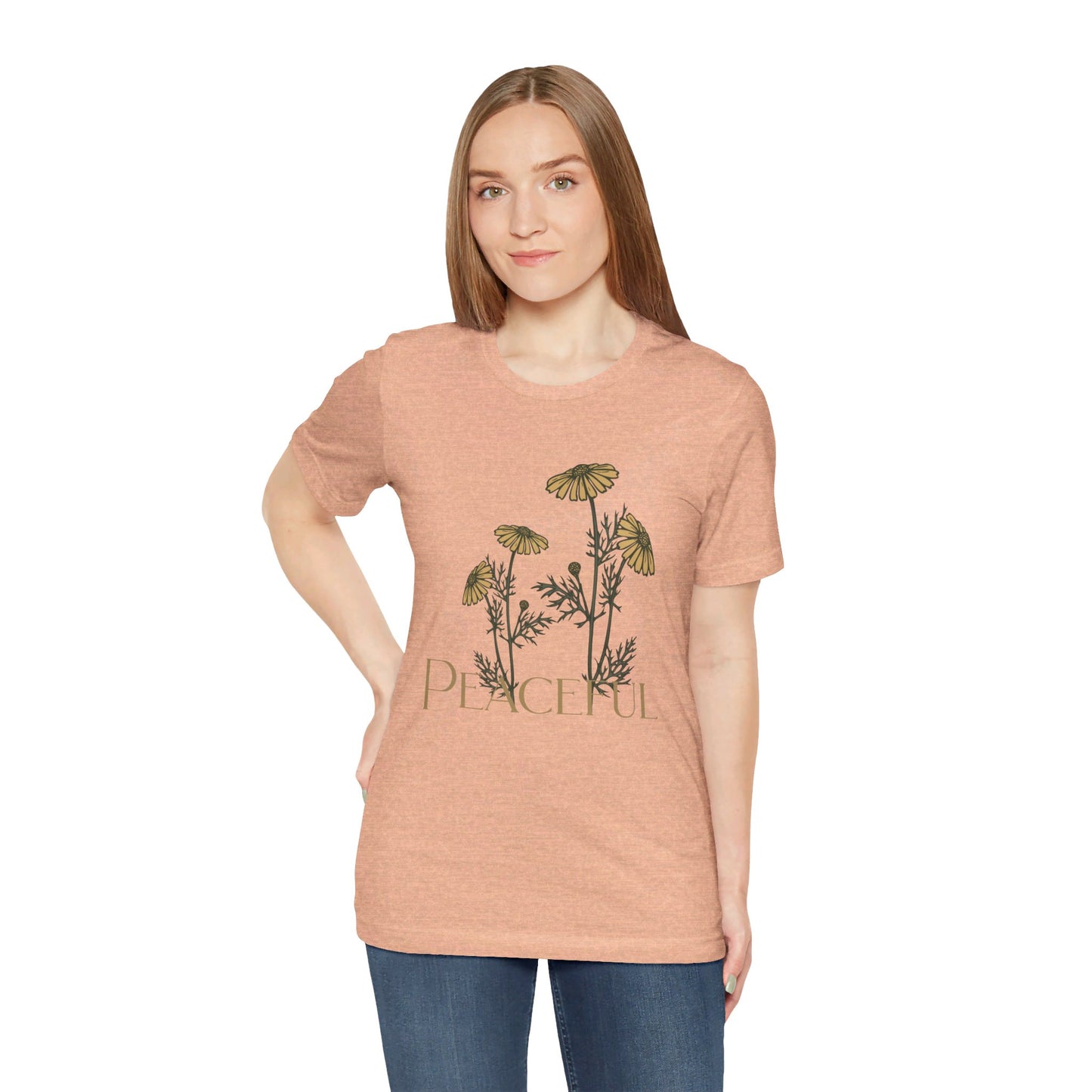 TS-036ML-24 women’s peace shirt with flowers floral design peace tee for women flower graphic shirt peace print shirt women’s floral peace tee