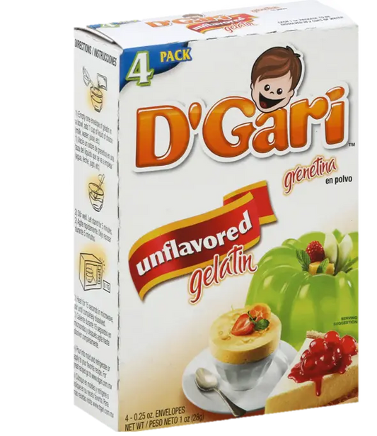 D'Gari Gelatin Unflavored (Grenetina) 4 pk