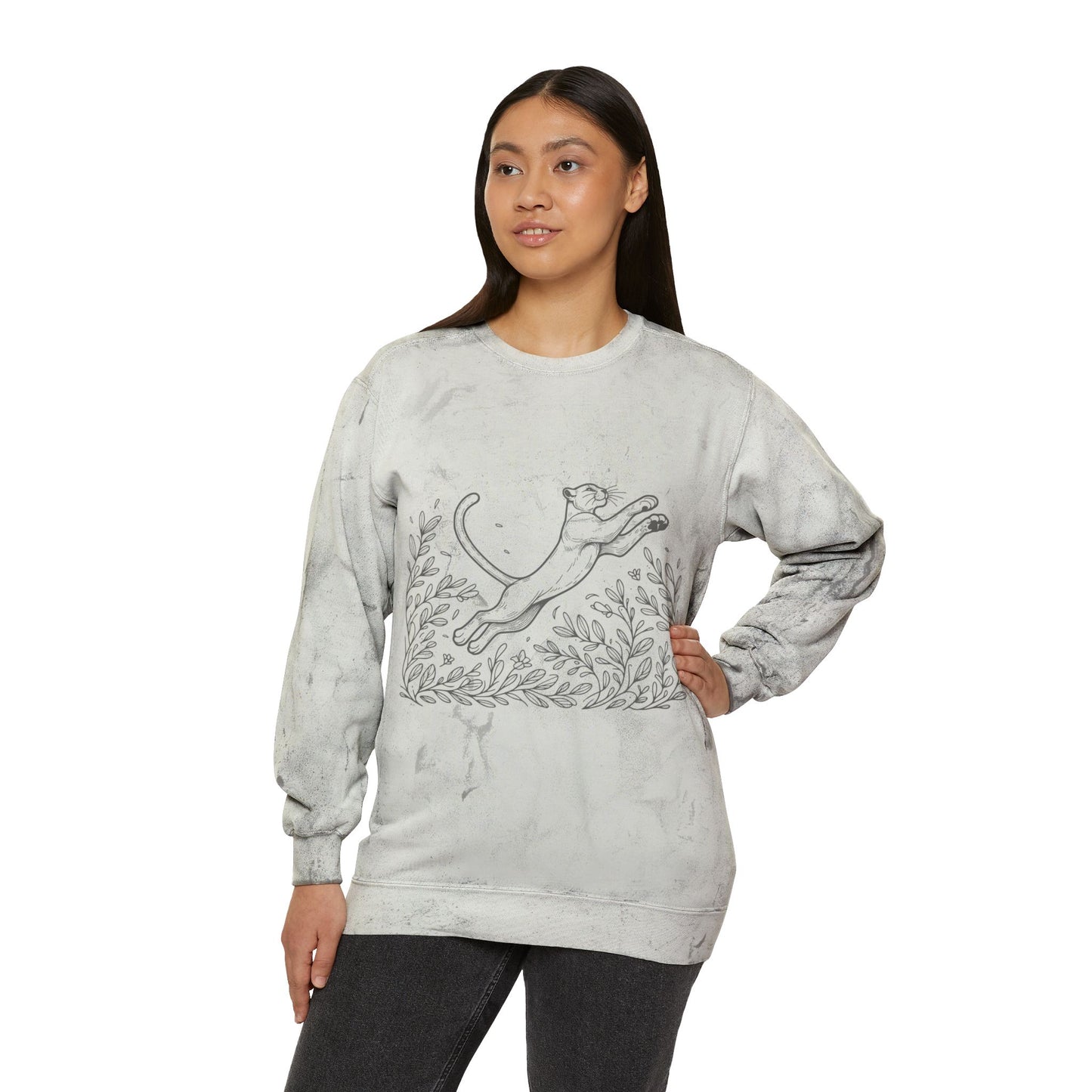 SW-065ML-24 Color Blast Crewneck Puma Cat lover Sweatshirt