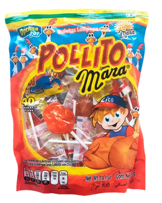 Mara Pollito with Chile Lollipops 40 ct
