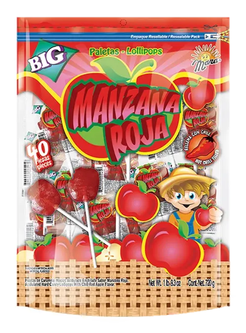 Mara Manzana Roja Rellena Lollipops 40 ct