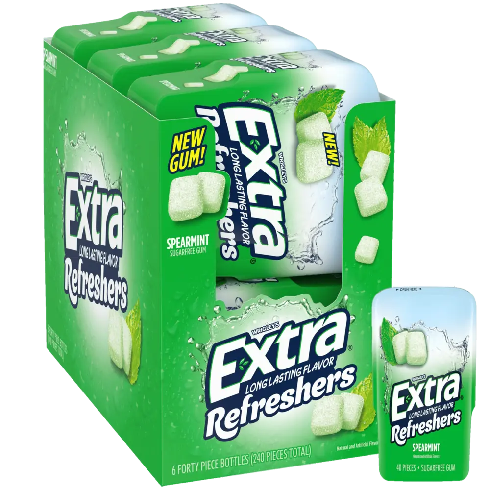 Extra Refreshers spearmint Gum Bottle 40 Pc