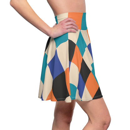 SK-048ML-24 High Waisted Skater Skirt Flared Skirt Plus Size Women's Skirt