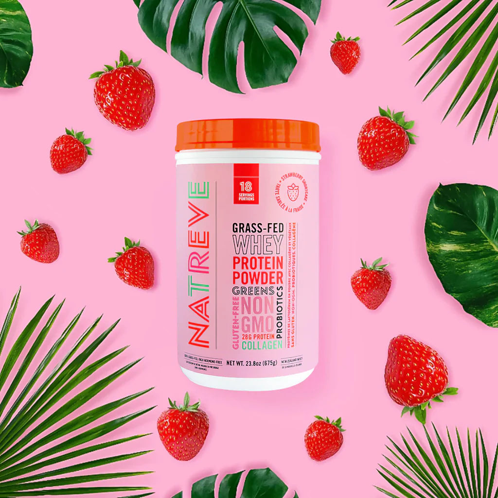 Natreve Protein Powder, Strawberry Whey, 4 - 23.8 Oz