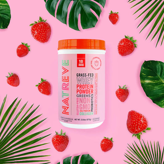 Natreve Protein Powder, Strawberry Whey, 4 - 23.8 Oz