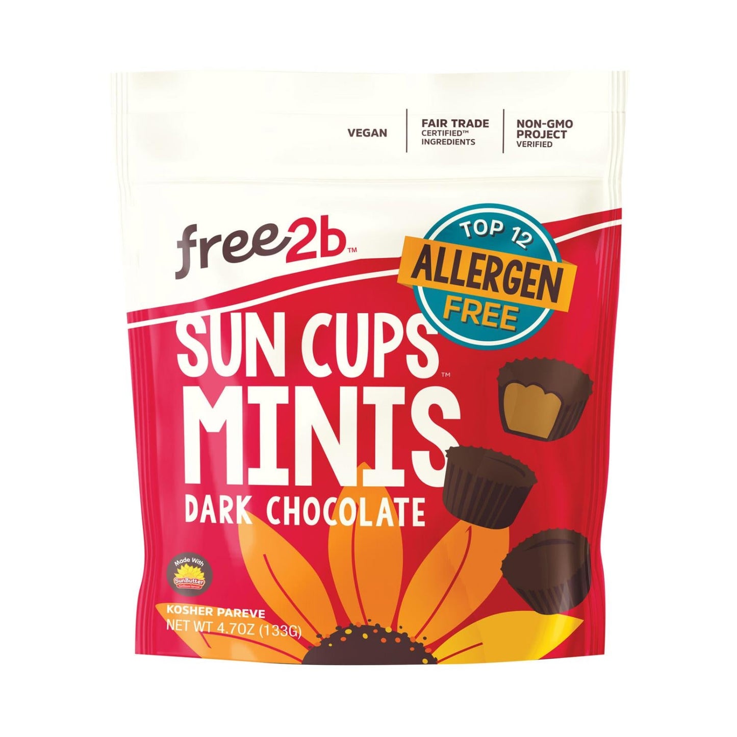Free 2B Sun Cups Dark Chocolate Miniatures, 4.2 Oz., Case of 6