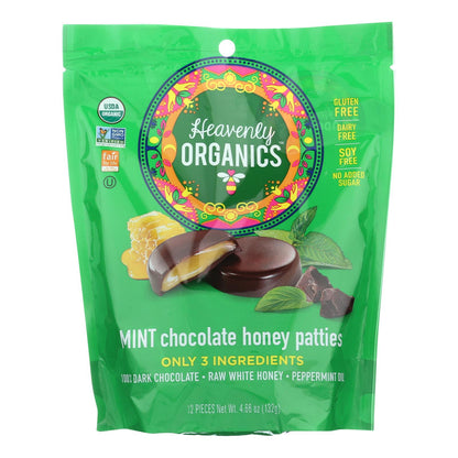 Heavenly Organics Organic Mint Chocolate Honey Patties - 4.66 Oz, Case of 6